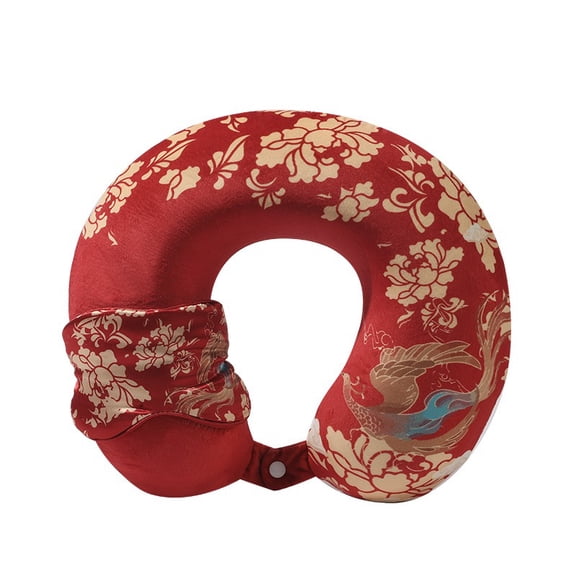 VICKYPOP Neck Pillow Chinese Style Memory Cotton Travel Pillow U-Shaped Pillow for Sleeping Airplanes