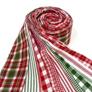 Merry Christmas Red & Green Plaid Homespun Fabric 2.5 X 44 inch Precut Roll (Jelly Roll)- 22 pc. by JCS