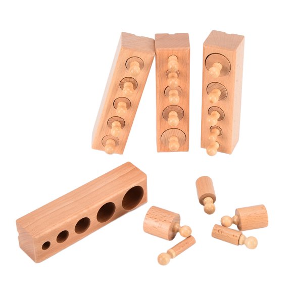 Mini Cylinder Block Materials, Brain Exercise Educational Safe Premium Material Easy To Grasp Knobbed Cylinder Socket  For Early Childhood Development Ohye Home Cylinder Socket