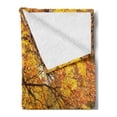 thumbnail image 2 of Forest Soft Flannel Fleece Throw Blanket, Warm Fall Scenery Pale Maple Leaves in the Woodland November Season Woodlands, Cozy Plush for Indoor and Outdoor Use, 50" x 70", Orange Brown, by Ambesonne, 2 of 5