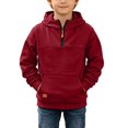 thumbnail image 2 of Amidoa Hoodies for Boys Zip Fleece Hooded Sweatshirt Long Sleeve Kids Fashion Hoodie Fall Winter Clothes Wine Size 4-5 Years, 2 of 9