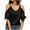 Black, variant on AOOCHASLIY Tunic Tops for Women Womens Summer V Neck Cold Shoulder T Shirts Cut Out Short Sleeve Solid Color Blouses Shirt