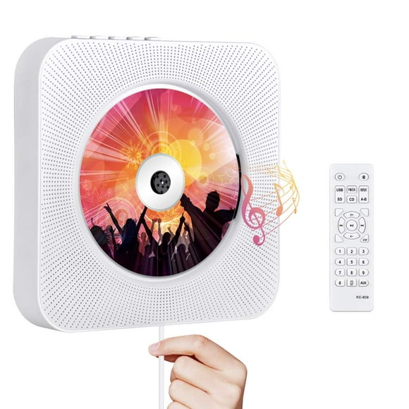 Portable CD Player with Bluetooth, Qoosea Wall Mountable CD Players Music Player Home Audio Boombox with Remote Control FM Radio Built-in HiFi Speake