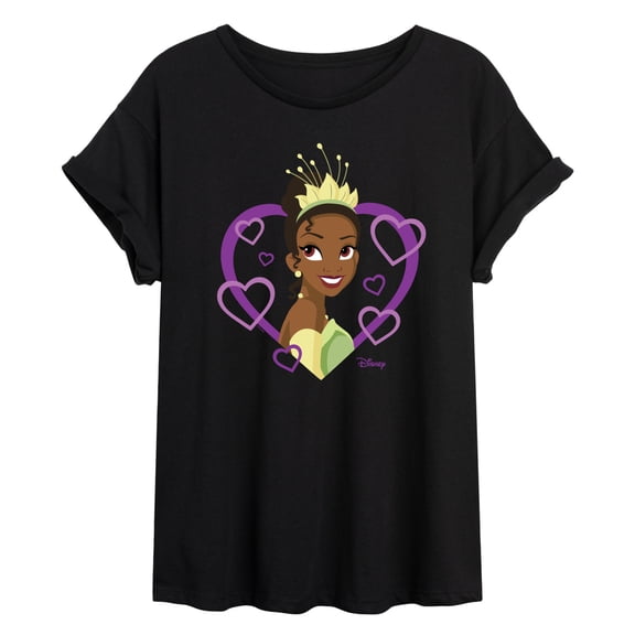 Disney Princess - Tiana Hearts - Juniors Oversized Graphic T-Shirt