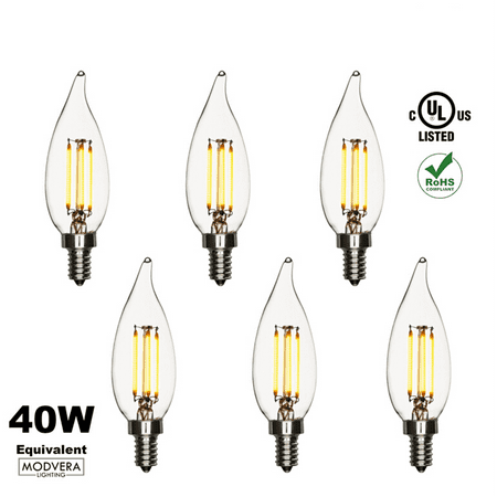 6 Pack Modvera 40w Equivalent Led Candelabra Bulb Bent Tip 4 Watt 6 Pack Modvera 40w Equivalent Led Candelabra Bulb Bent Tip 4 Watt 2200k Color Temperature Chandelier Base E12