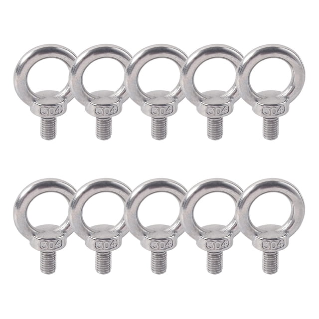 10 Eye Bolt 304 Stainless Steel Male Thread Lifting Ring Eyebolt Screws Machinery Shoulder 2pcs