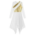 thumbnail image 6 of Aiihoo Women Praise Tunic Overlay Long Sleeve Metallic Patchwork Lyrical Dance Dress White L, 6 of 7