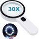 thumbnail image 1 of Lupa de lectura con 12 luces LED, lente de doble cristal con aumento de 30x. Para leer fácilmente monedas, sellos y tarjetas. Ideal en caso de degeneración macular, 1 of 5