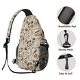 thumbnail image 3 of Sling Backpack,Beige Halloween Skull Pumpkin Cat Pattern Sling Bag with Water Bottle Holder,Waterproof Sling Bag for Men/Women with Headphone Jack for Hiking,Travel, 3 of 5