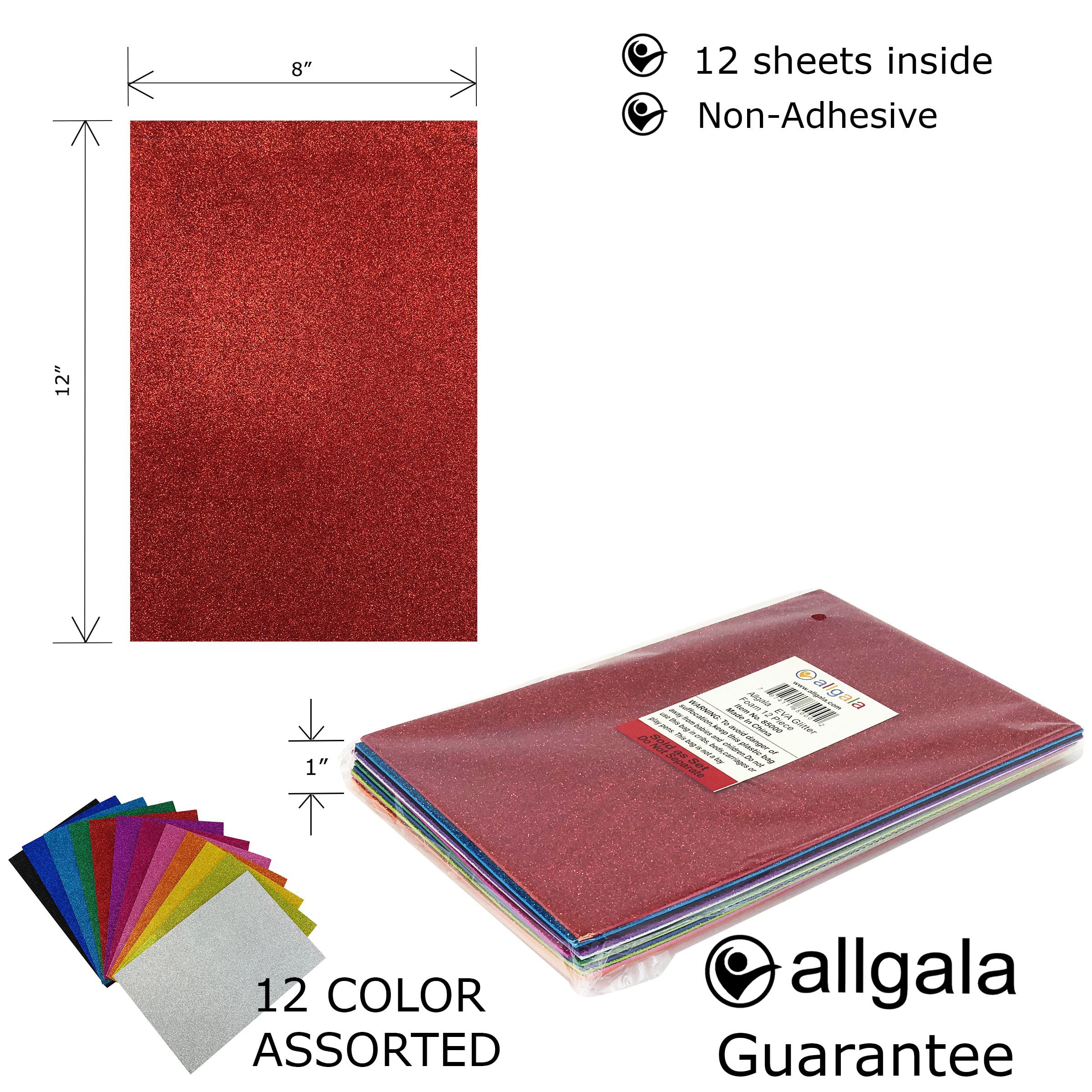 Allgala 20 Pack Self-Adhesive EVA Foam Paper 8x12 Inch Sheets-Black-CF85410 
