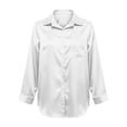thumbnail image 7 of Women's Classic Fit Satin Shirt, Solid Color Long Sleeve Collared Blouse, Elegant Office Work Tops and Casual Wear Shirt for Women White L, 7 of 7