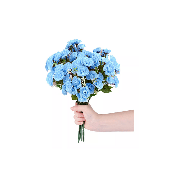 6 Ramos Flores Artificiales Rama Decoración AZUL