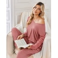 thumbnail image 4 of Ekouaer Womens 2 Pack Pajama Sets Long Sleeve Leopard Top with Pants Pjs Black Sleepwear Soft Lounge Sets, 4 of 6