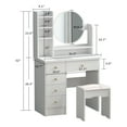 thumbnail image 4 of WIAWG 2 Piece Modern Vanity Set with White Solid Print Table and Mirror, 4 of 8