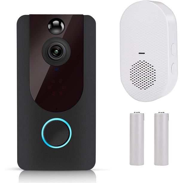 Sonnette vidéo sans fil WiFi, caméra de sonnette intelligente de conception 10 Ones avec 1080P HD, conversation bidirectionnelle, détecteur de mouvement, vision nocturne, stockage en nuage gratuit, étanche rechargeable pour la maison en plein air Kuyhfg Bienvenido a Kuyhfg