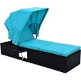 thumbnail image 5 of (Set of 2) Adjustable Outdoor Chaise Lounge Chair Rattan Wicker Patio Lounge Chair for Outdoor Patio Beach Pool Backyard Lounge Chairs with Cushion, Canopy and Cup Table, 5 of 7