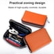 thumbnail image 3 of Titular de la tarjeta de crédito para mujeres hombres cremallera cuero tarjeta cartera naranja, 3 of 5