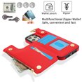thumbnail image 4 of ELEHOLD Case for iPhone 13 Pro, Magnetic Closure Kickstand Zipper Wallet Case with 3 Card Slots & Ring Holder,Shockproof RFID Blocking Phone Case,Red, 4 of 8