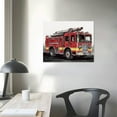 thumbnail image 4 of COMIO Firetruck Canvas Wall Art Watercolor Transportation Vehicles Fire Engine Canvas Painting Prints for Home Boys Bedroom Nursery Wall Decor Framed Artwork Gifts, 4 of 5