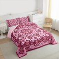 thumbnail image 3 of Manfei Bohemian Mandala Queen Comforter Set 3 Pieces for Girls Women, Hippie Floral Flower Bedding Sets, Pink Bedding Comforter Set, Breathable Home Decor, 3 of 8