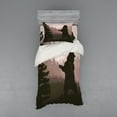 thumbnail image 2 of Ambesonne Nature Bedding Set 4 Pcs, Wild Bear Night Jungle, Queen, Army Green Pale Peach, 2 of 3