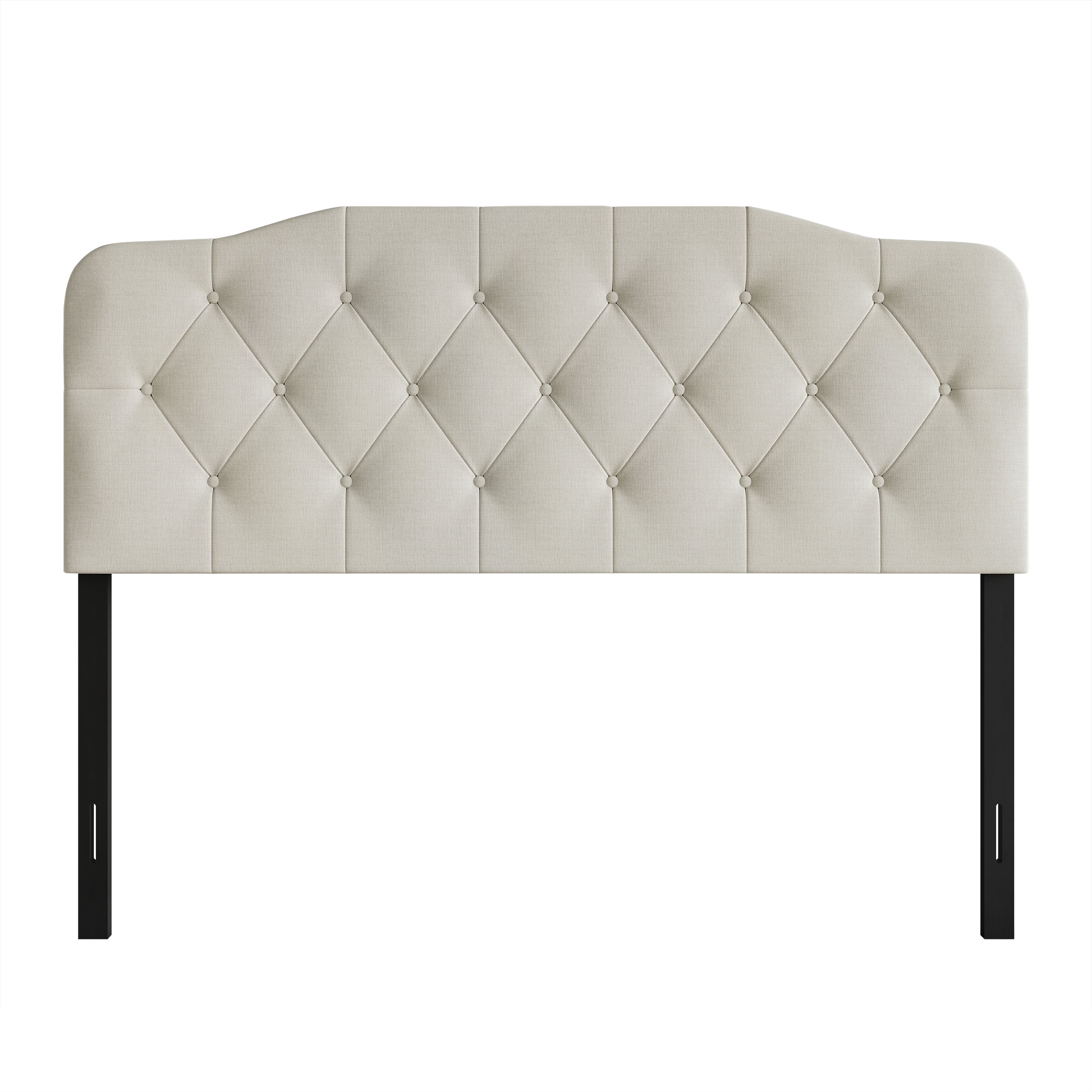 Castle Place Modern Button-Tufted Linen Queen Upholstered Headboard, Warm Grey