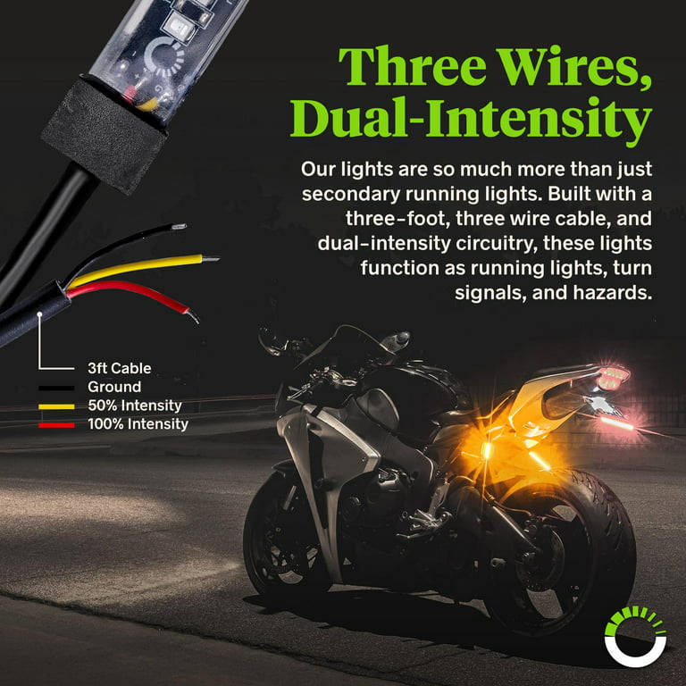 2pc 5 Amber LED Motorcycle Running & Turn Signal Tail Light Strip Kit for  Bikes 