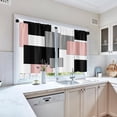 thumbnail image 2 of Pink Kitchen Curtains 36 Inch Length Dark Grey White Window Curtains Over Sink Set of 2, Modern Short Tier Curtain for Kitchen, Abstract Geometric Art Small Kitchen Decor 26x36 Inch, 2 of 6