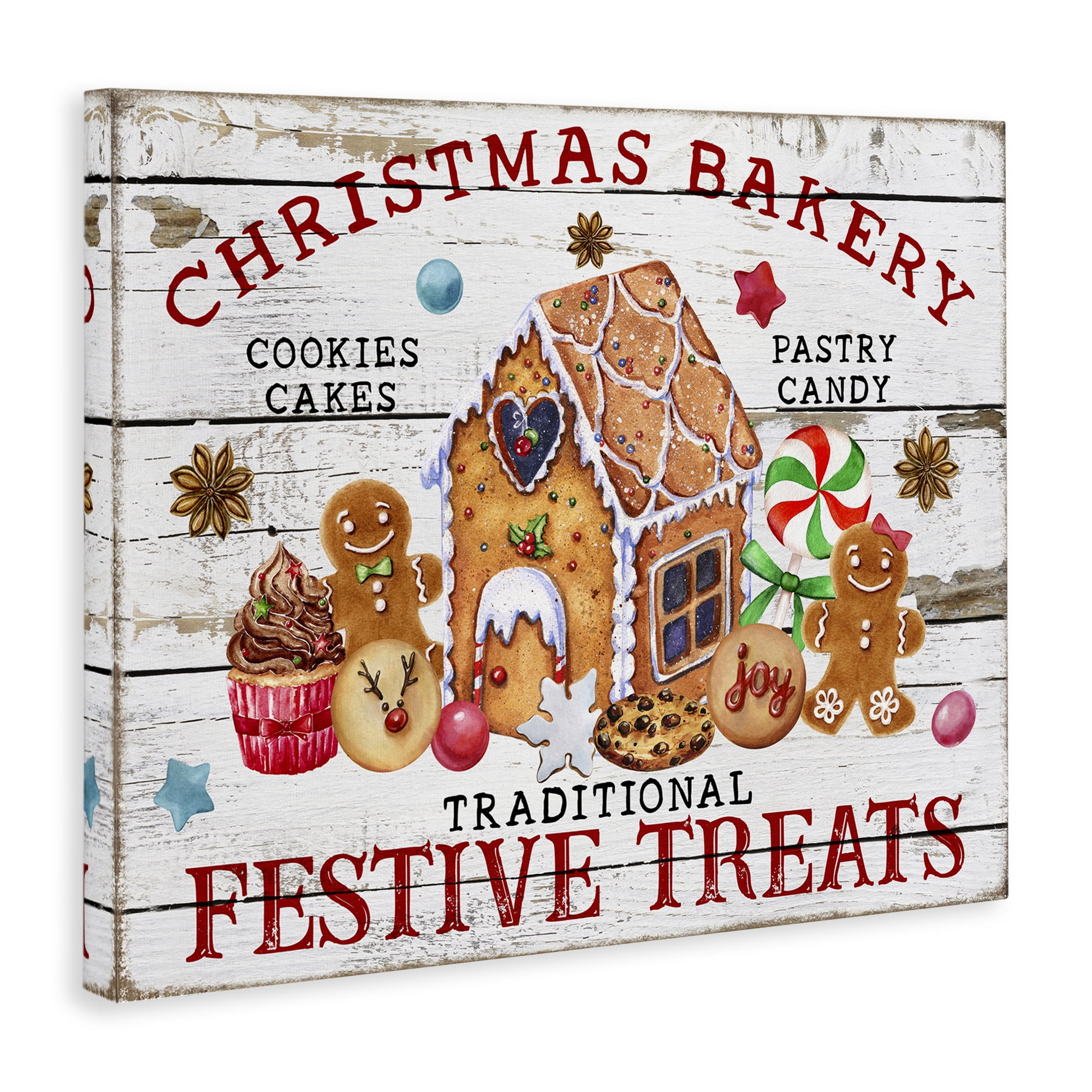 Stupell Industries Festive Treats Bakery Holiday Painting Gallery Wrapped Canvas Art Prints Wall Art, 20 x 16