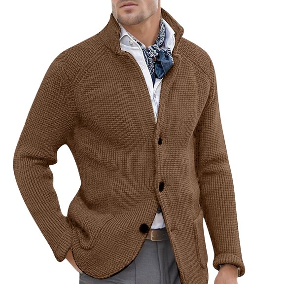 Men's underwear Double Wool Coat Mens Lightweight Winter Jacket Thigh Length Winter Coats for Men Long Men Coat Coats Wool Retro Christmas Top for Crepe plus Size Khaki M
