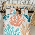 thumbnail image 3 of Coastal Coral Duvet Cover and Pillowcase Set for Single Bedding, Bedroom Accessories for Kids Teens, 3 of 5