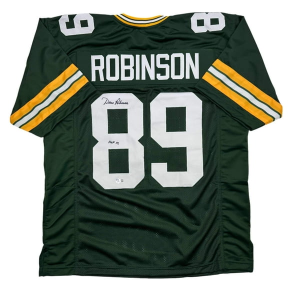 Autographed/Signed Dave Robinson HOF 13 Green Bay Green Football Jersey Beckett BAS COA