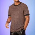 thumbnail image 2 of Daiosportswear Mens Short Sleeve Shirts - Waffle Texture Crew Neck Tshirts for Men Coffee-A M(M), 2 of 5