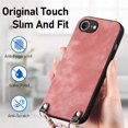 thumbnail image 4 of Leather Case Compatible with iPhone 16E with Crossbody Lanyard,Vintage PU Adjustable Necklace Strap Strap Shockproof Cover Compatible with iPhone 16E for Men Women, 4 of 8