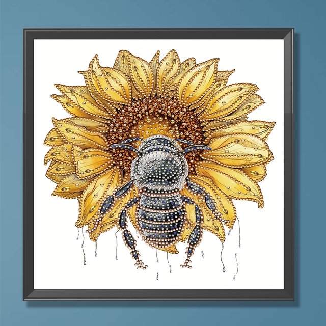 5D bricolaje taladro parcial diamante pintura girasol abeja decoración del hogar (XD063) FLhrweasw Nuevo
