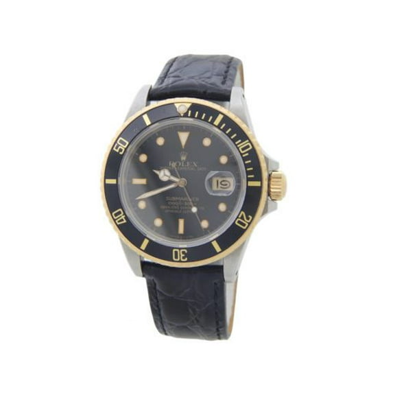 Pre-Owned Mens Rolex Two-Tone Submariner 16803 with Black Dial