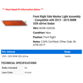 thumbnail image 2 of Front Right Side Marker Light Assembly - Compatible with 2013 - 2015 BMW 320i xDrive Sedan 2014, 2 of 2