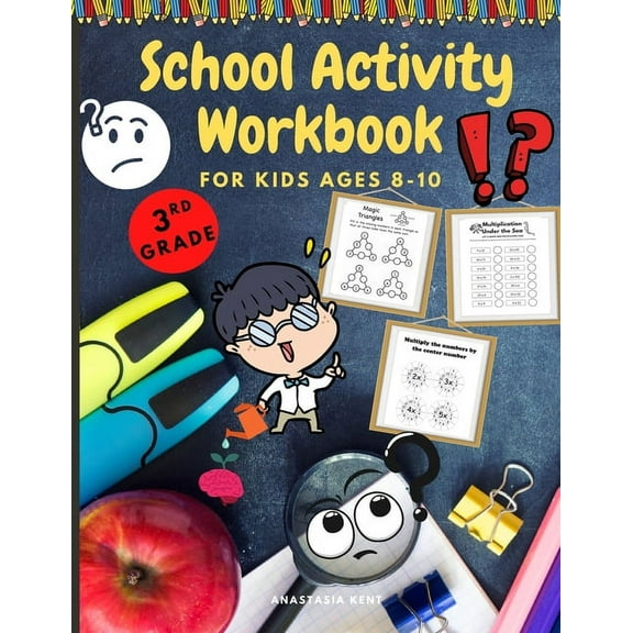 School Activity Workbook for kids Ages 8-10: Brain Challenging Activity Book, Math, Writing and More, (Paperback)