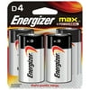 Energizer Max Alkaline D Batteries, 4 Pack