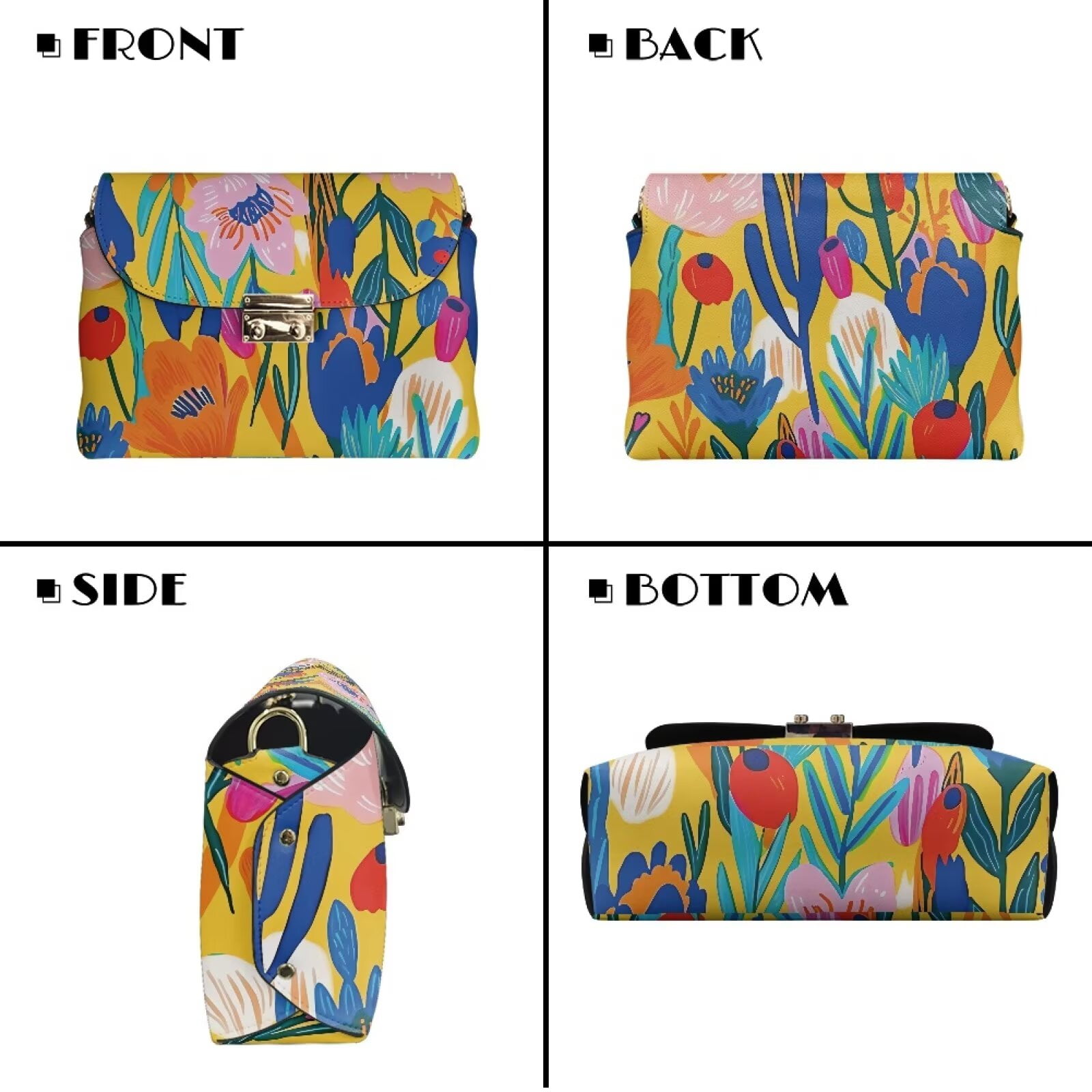 Pzuqiu Abstract Floral Leather Crossbody Bags for Women Trendy Lightness Fashion Woman Crossbody Bag with Chain Strap Vintage Practical Functional Gifts for Women