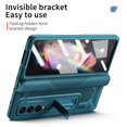 thumbnail image 6 of ELEHOLD for Samsung Galaxy Z Fold 3 2021 Heavy Duty Case, Tempered Glass Screen Protector Hinge Protction Hidden Magnetic Kickstand All-inclusive Case for Galaxy Z Fold 3 7.6 inch,Green, 6 of 7