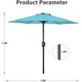 thumbnail image 2 of Simple Deluxe Parasol de Patio Extérieur 7,5 Pieds avec Inclinaison/balayage à Bouton-Poussoir, Protection UV Imperméable pour Jardin Terrasse Arrière-Cour Piscine, Turquoise, 2 of 7