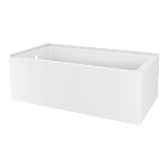 Aqua Eden VTAP6032L21TS 60-Inch Acrylic Rectangular 2-Wall Corner Alcove Tub, Left Hand Drain in Glossy White