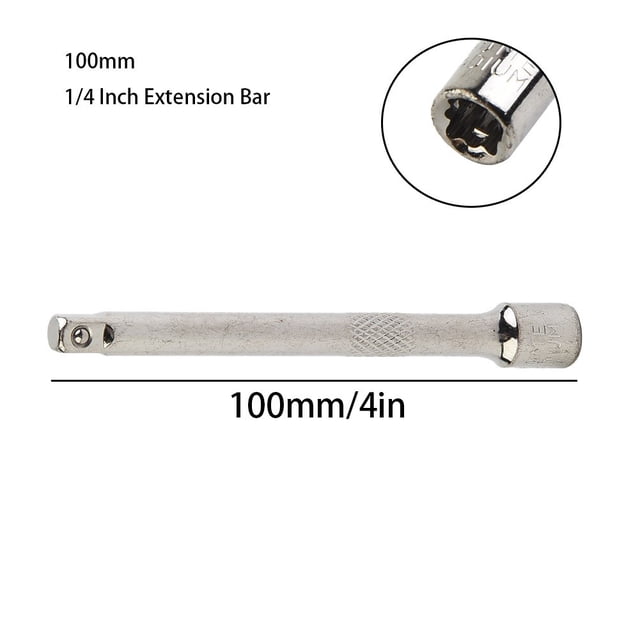 MYG 1/4 Inch Chromed Steel Extension Bar Ratchet Socket Wrench Adapter 50/75/100MM