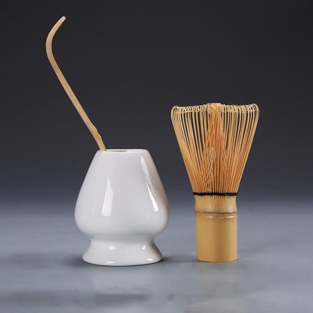 Matcha Whisk Set Matcha Whisk, Traditional Tea Spoon, Ceramic Whisk Holder, Traditional Japanese Matcha Set , White