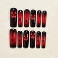 thumbnail image 6 of 24PCS Long Coffin Spooky Halloween Press On Nails, Black Red Gradient Jack O'Lantern Spider Web Blood Drip Fake Nails, Reusable Artificial False Nail Tips for Women Halloween DIY Manicure, 6 of 7