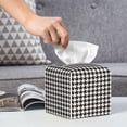 thumbnail image 6 of Rateoe Houndstooth Black And White Pattern Tissue Box Cover, Modern Square Decorative Leather Facial Paper Case Organizer Holder Dispenser 5X5X5'', 6 of 8
