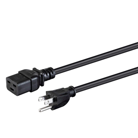 RiteAV Heavy Duty Computer Power Cord - 10 Feet - Black | IEC 60320 C19 to NEMA 5-15P, 14AWG, 15A, SJT, 125V