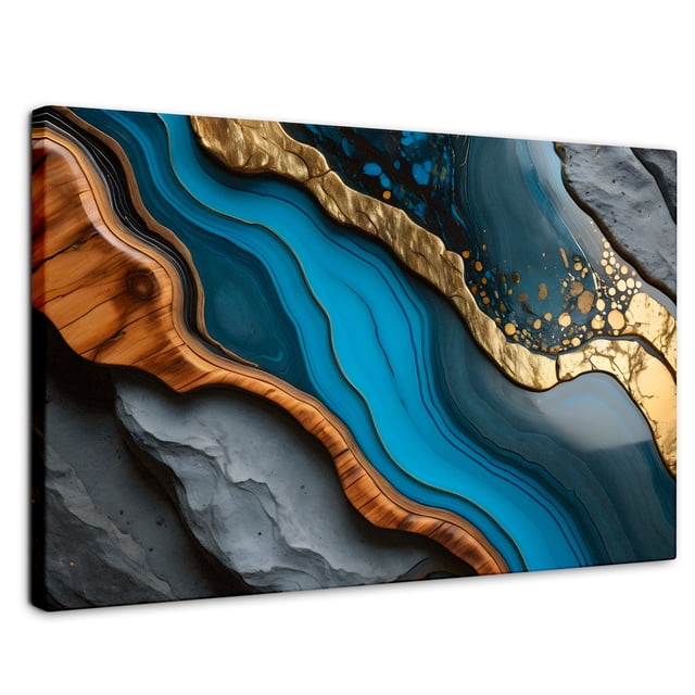 Cuadro Decorativo Canvas Revolution Abstracto Corriente Turquesa 90x60