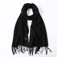 thumbnail image 2 of Bufanda de marca de lujo para mujer y hombre, hijab, Pashmina, chales de moda, Color negro sólido, bufandas de primavera e invierno, 195x65 Fivean unisex, 2 of 2